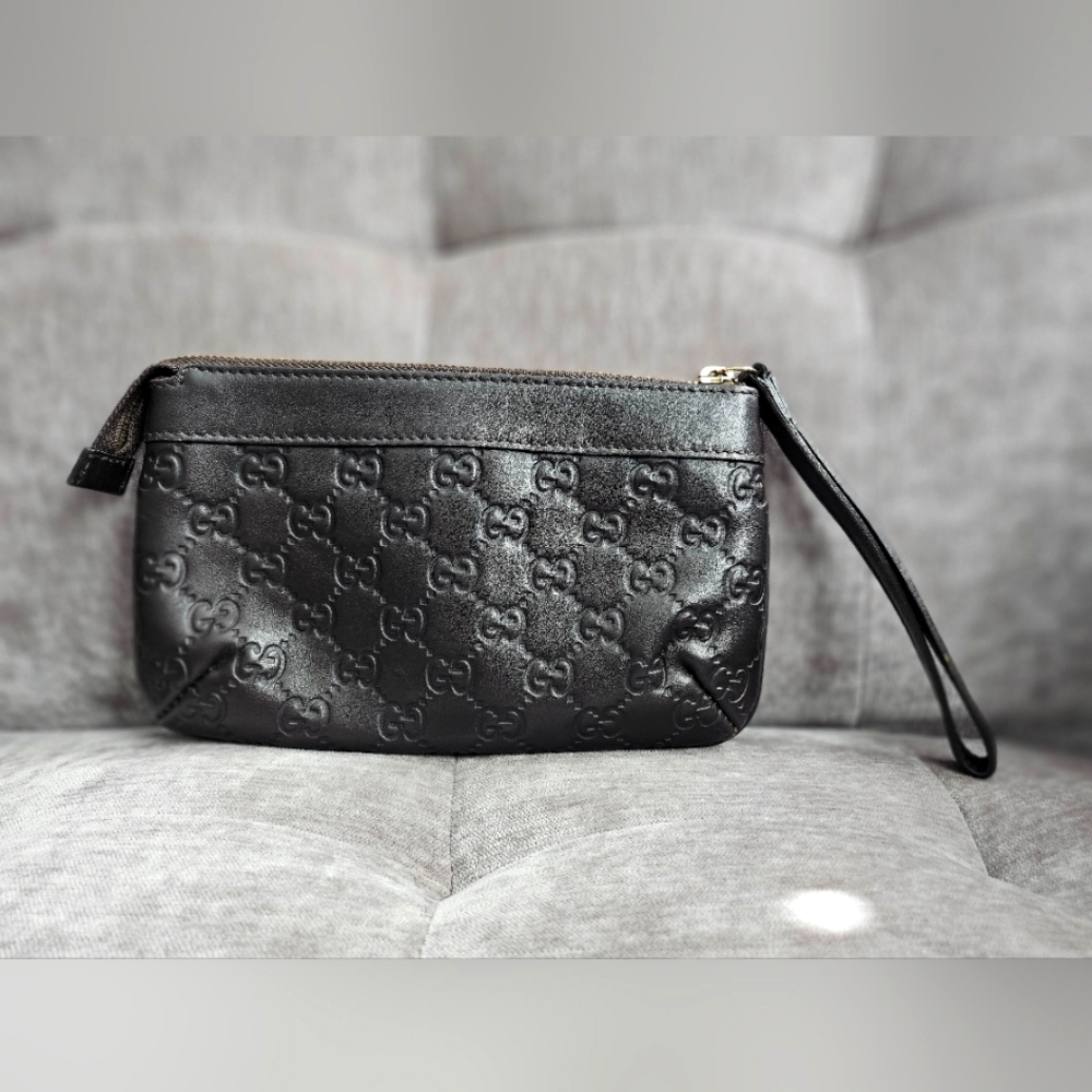 Gucci Guccissima Wristlet Dark Brown